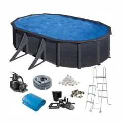 Swim & Fun Basic Basseng Oval 500 X 300 X 120 Cm, Svart Grafitt