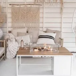 Trend Collection Rektangulært Peisbord hvit Ramme Teak Topp -Hus, Hage & Fritid Salg w1200h1168 3