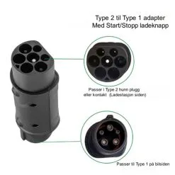 Besen Type 2 Til Type 1 Adapter Med Start & Stopp Knapp 5 Besen Type 2 Til Type 1 Adapter Med Start & Stopp Knapp -Hus, Hage & Fritid Salg w1200h1200 477