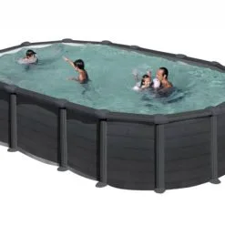 Swim & Fun Basic Basseng Oval 610 X 375 X 132 Cm Svart grafitt -Hus, Hage & Fritid Salg w1200h832 5