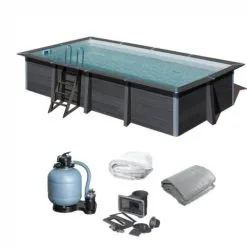 Swim & Fun Komposittre Basseng Rektangulært Kullgrått