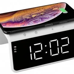 Target Trådløs Lader Med Klokke, Audix SY-W0258, Hvit 220259